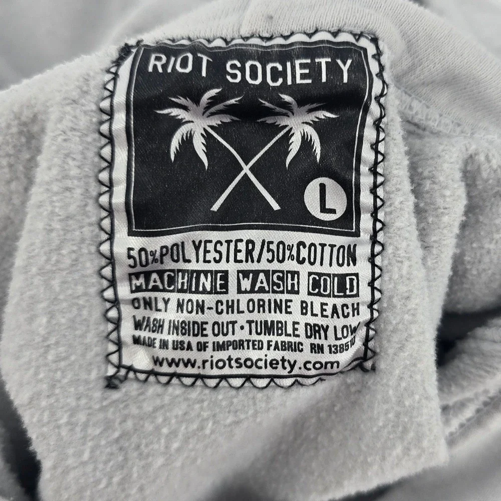 Riot Society NASA Hoodie Mens Large Gray Floral‎ Logo Graphic Space Streetwear